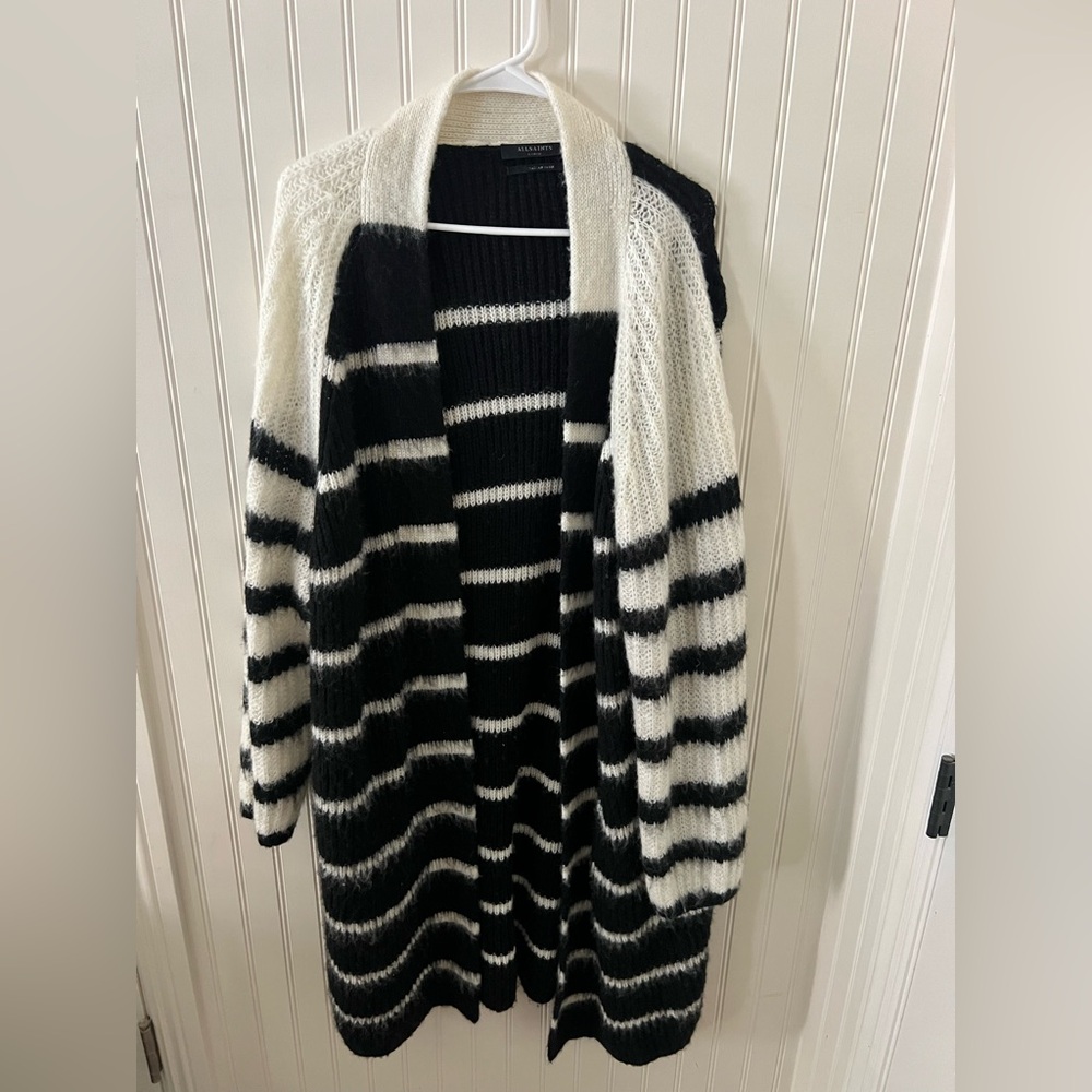 All Saints Black/White Striped Cardigan